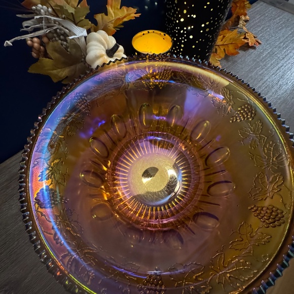 🍇 Vintage Carnival Glass Punch Bowl Set - - 11 Cups & Ultratemp Ladle - Picture 14 of 15